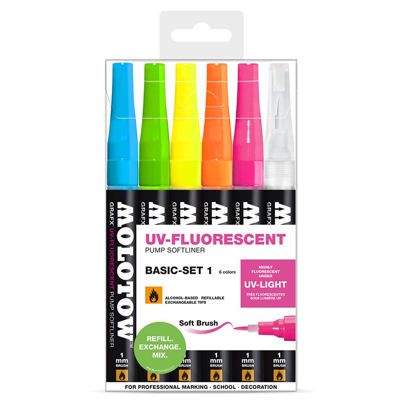Molotow UV Fluorescent Basic Set 1 - 6 ks