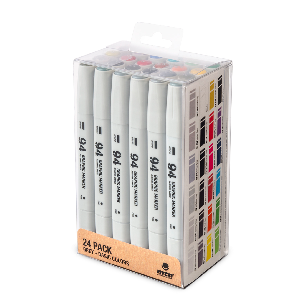 MTN Graphic Marker SET Solid Colors + Grey - 24 ks