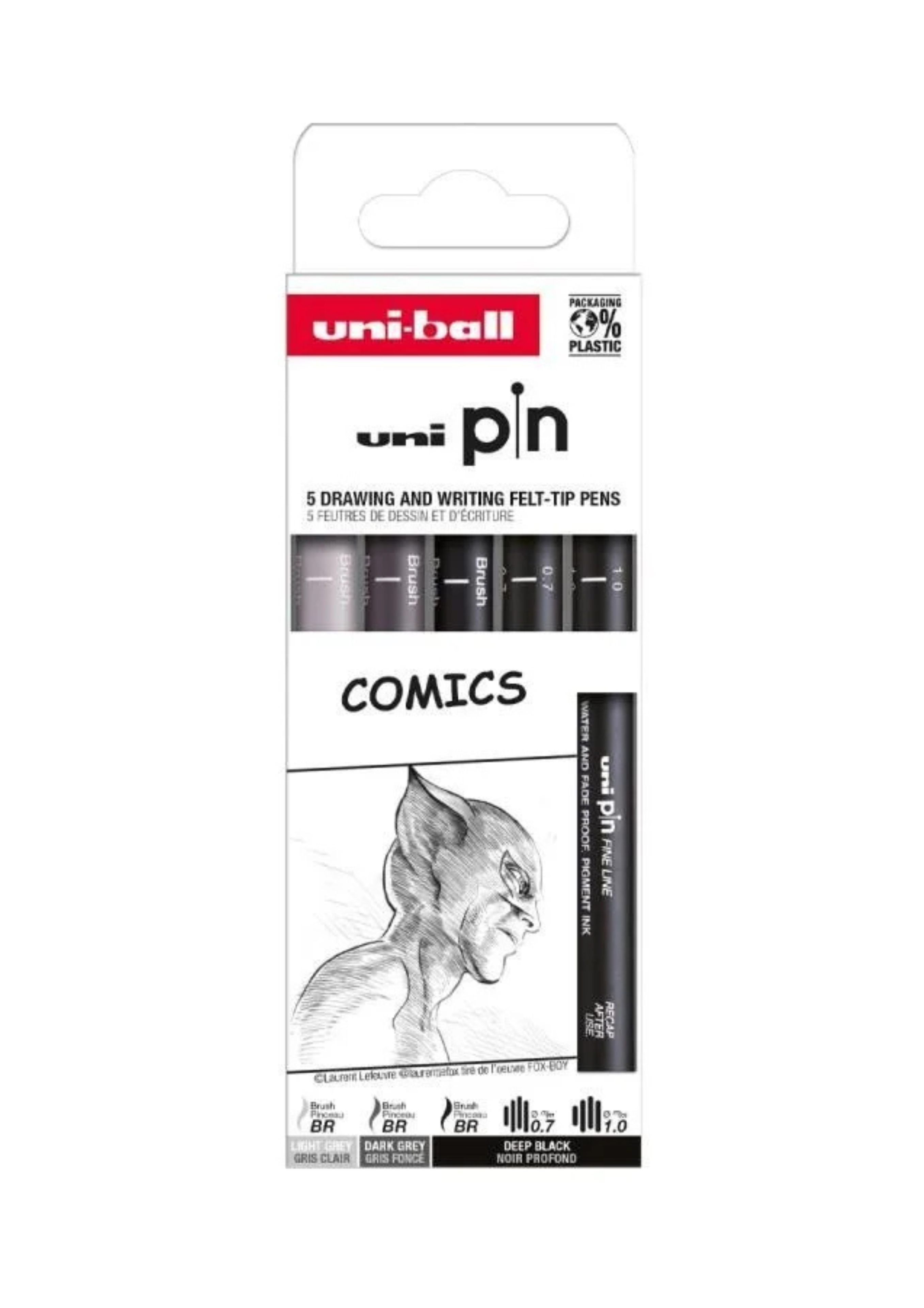 Uni PIN COMICS Black sada, 5 ks lineru