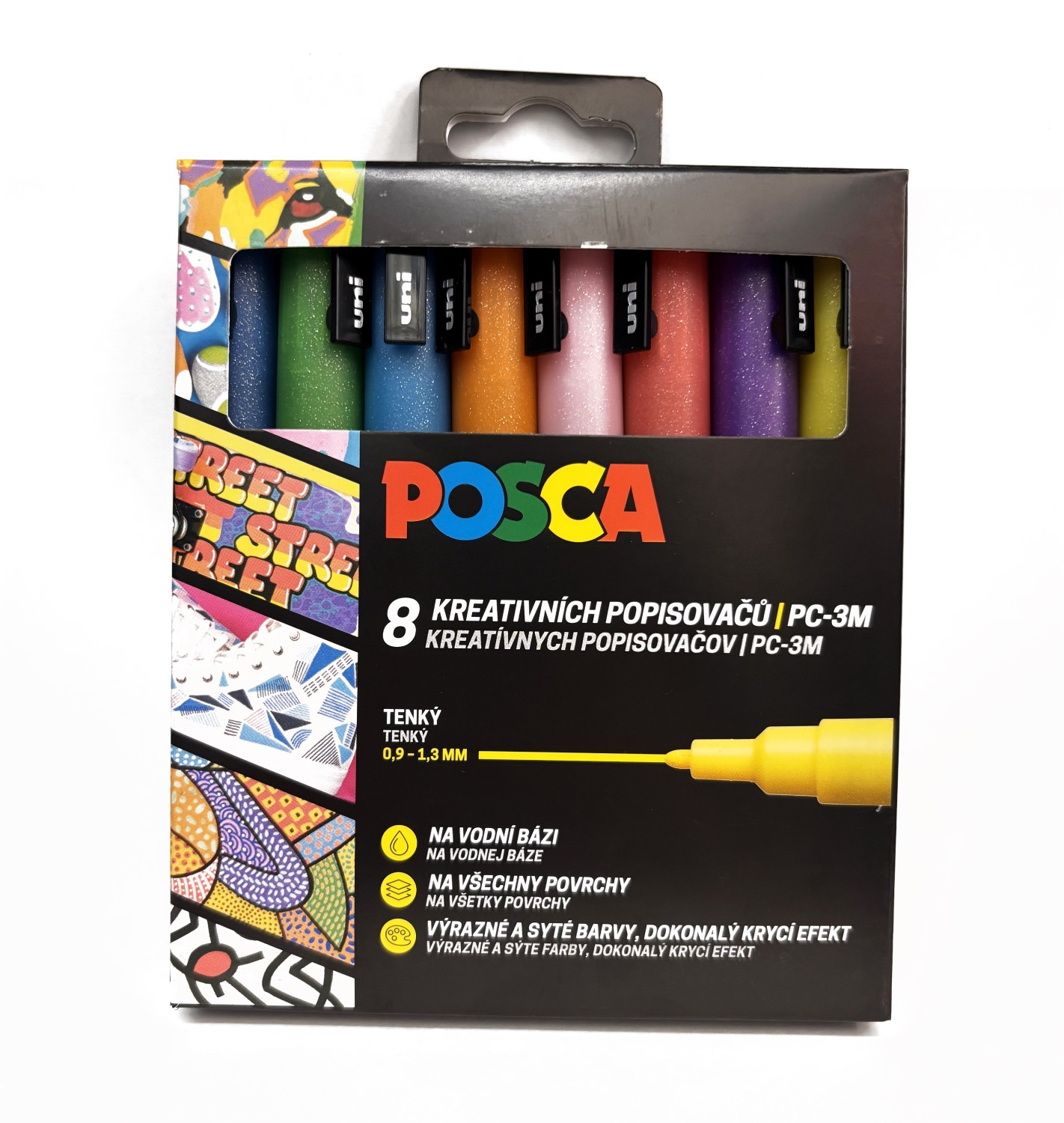 Sada akrylových fixů Posca PC-3M - 8 ks, metalické barvy