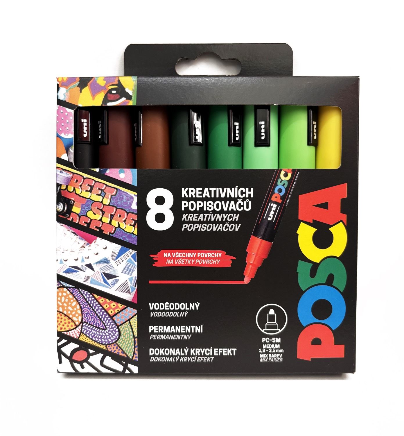 Sada akrylových fixů Posca PC-5M - 8 ks, zemité barvy